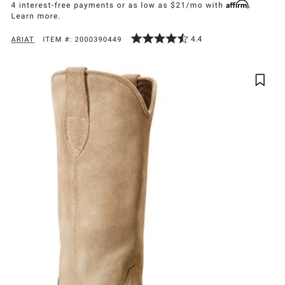 Ariat Memphis Burnt Taupe Suede Western Boots 8B NWT - Picture 2 of 10